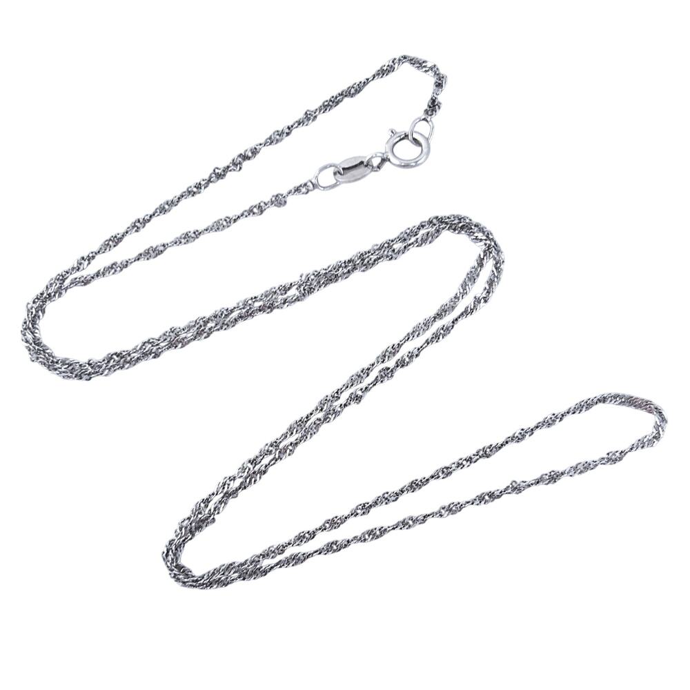 Estate Italy Sterling Silver 925 1mm Twisted Chain Necklace 17.75"